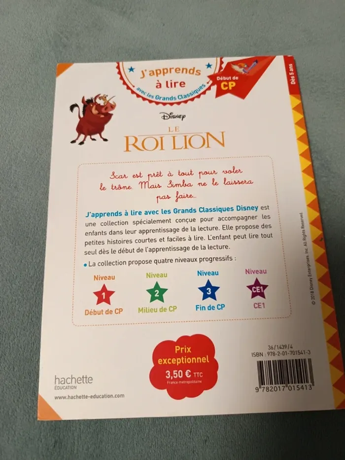 Livre j'apprends à lire Le Roi Lion Disney début de CP - photo numéro 2