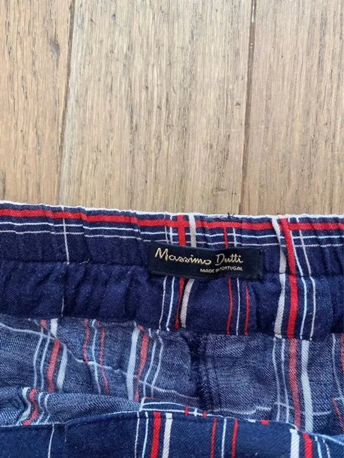 Pantalon fin bleu marine à carreaux Massimo Dutti taille 36 - photo numéro 4