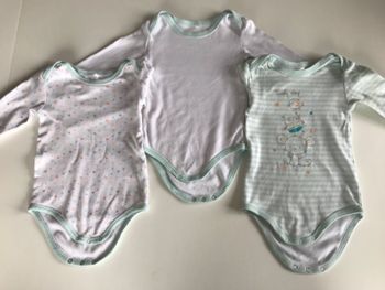 Lot de 3 bodys bébé blanc/vert pâle 24 mois