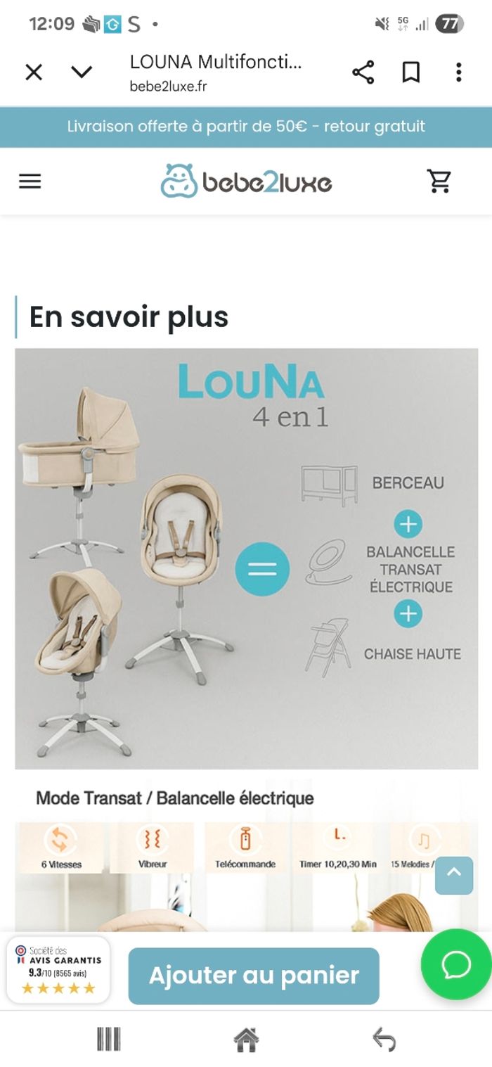 Berceau/chaise haute bébé - photo numéro 2