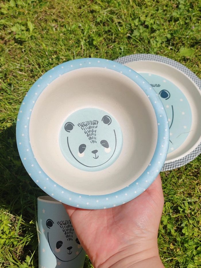 Set de vaisselle enfant panda bleu - photo numéro 7