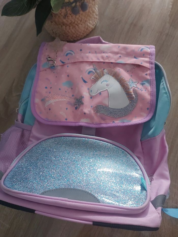 Sac à dos école, cartable licorne paillettes - photo numéro 2