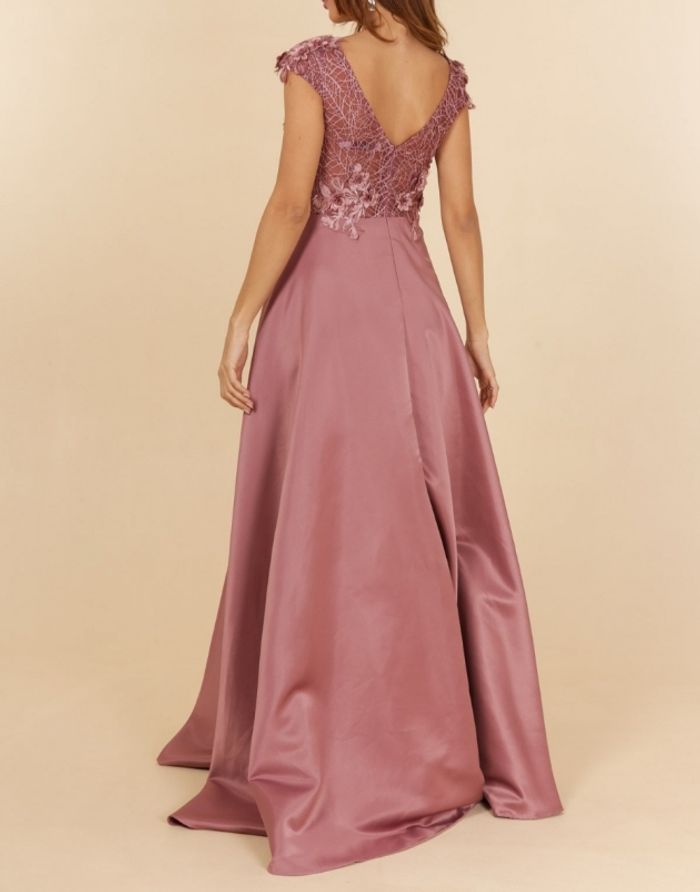 robe cérémonie dentelle et bas satiné vieux rose Taille 40 - photo numéro 6