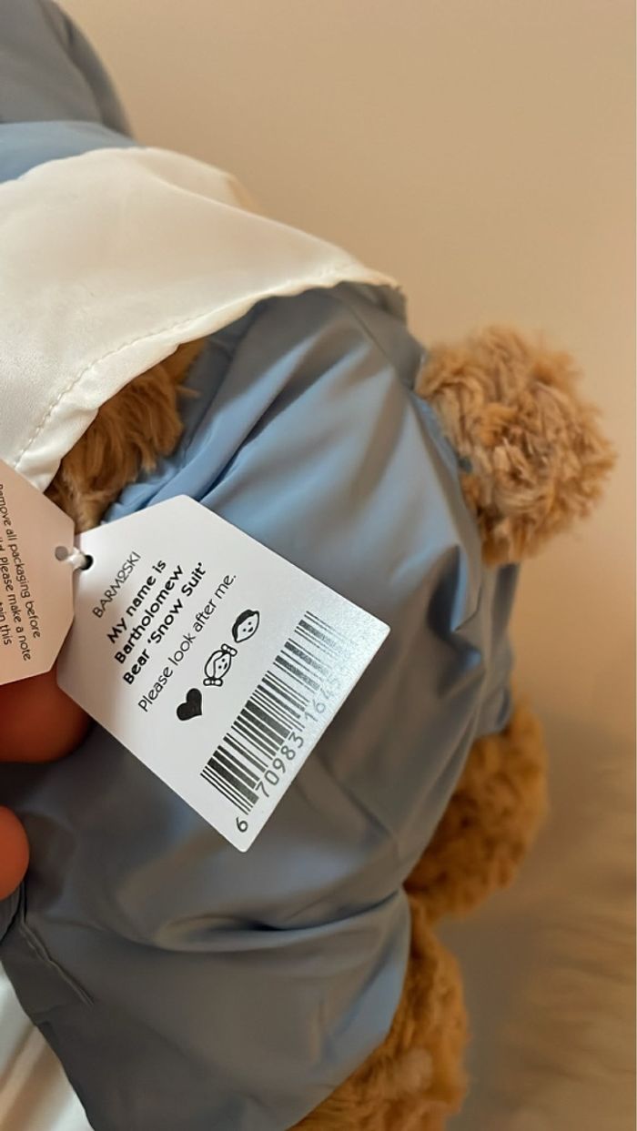 Peluche Jellycat Bartholomew Bear suit Snow - photo numéro 8