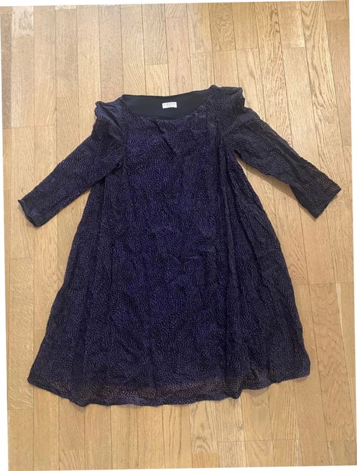 Robe noire à points violets Claudie Pierlot taille 36 - photo numéro 2