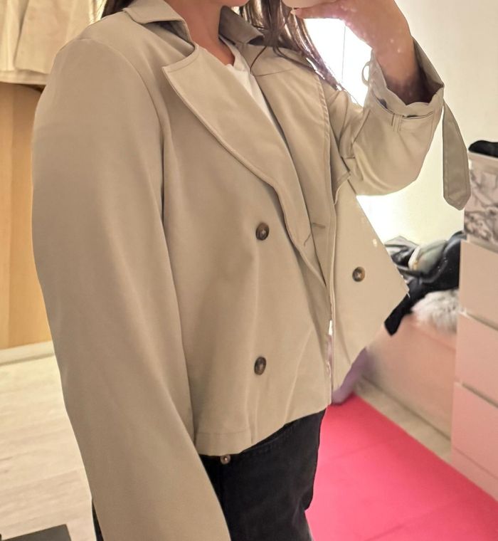 Trench court tendance beige taille M - photo numéro 2