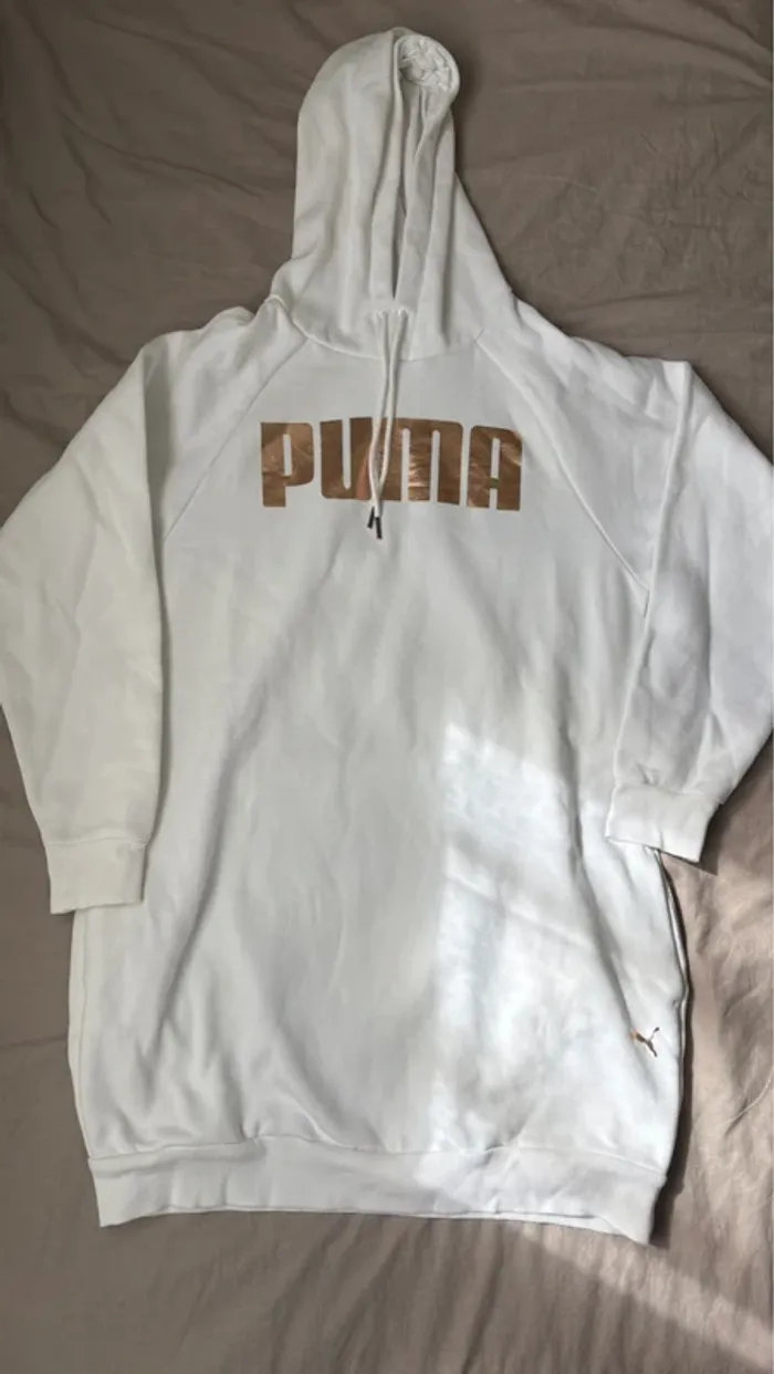 Pull Sweat long blanc à capuche Puma taille XS/34