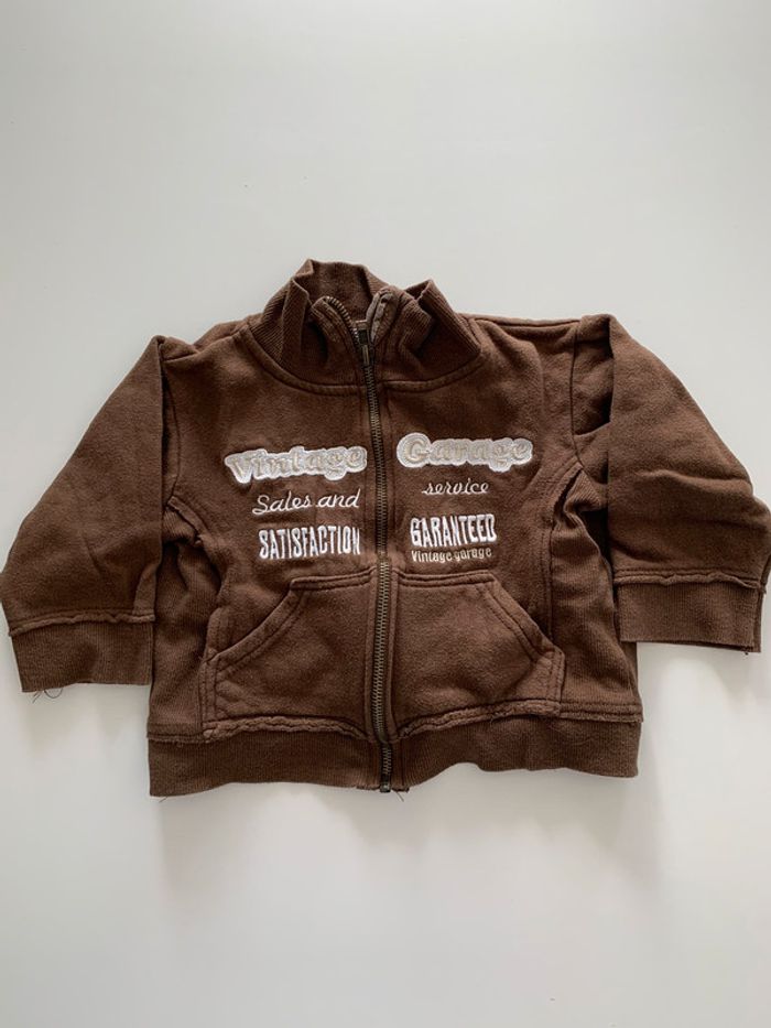 Gilet zippé marron 2 ans bébé garçon