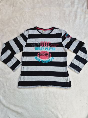 Sous pull manches longues a rayures noires et grises orchestra 14 ans