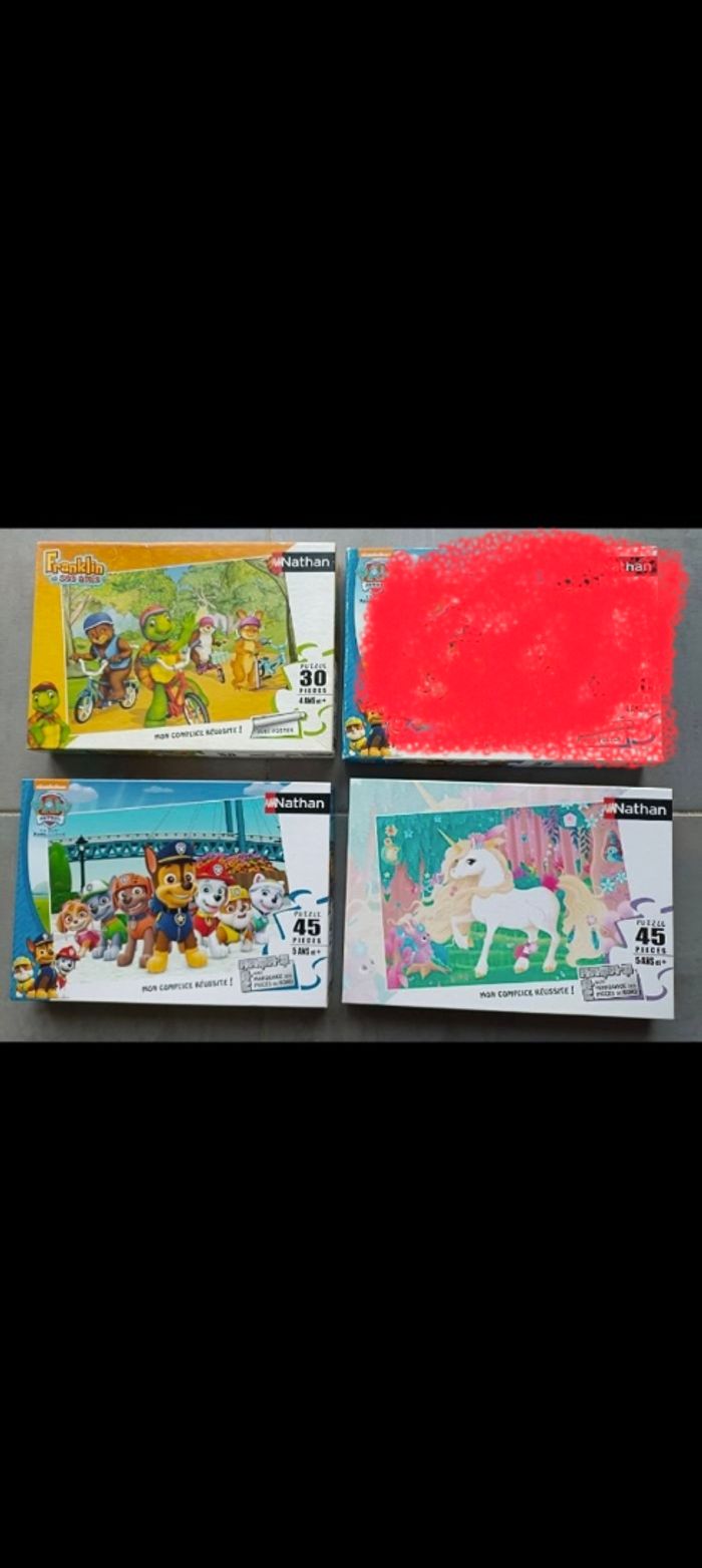 Lot de 3 puzzles Pat'patrouille, Franklin et licorne de Nathan en 30 et 45 pièces