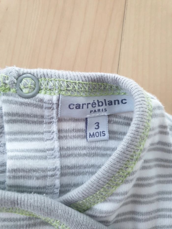 Pyjama bébé dors bien 3 mois rayé carré blanc - photo numéro 2