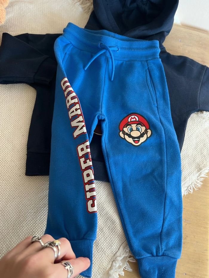 Ensemble jogging Sweat-shirts à capuche super Mario bleu marine 24 mois - photo numéro 3