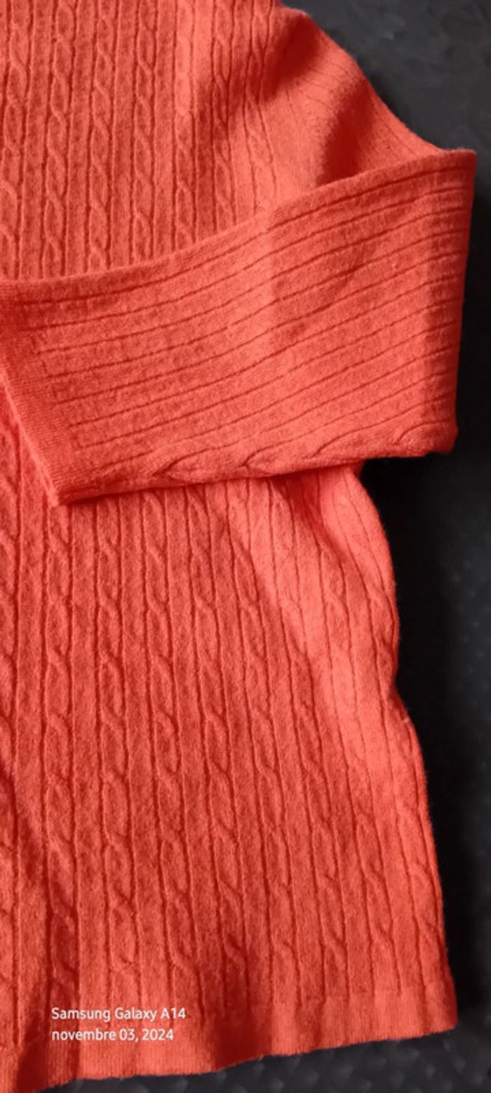 Pull court maille torsadée corail femme S Emme elle made in Italia - photo numéro 3