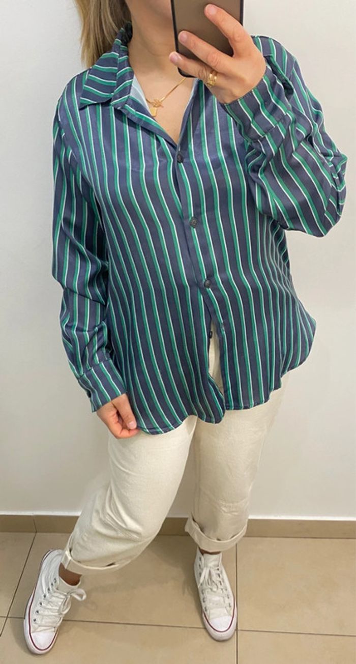 Jolie Chemise Fluide Ample Satinée À Rayures Taille 40 - photo numéro 4