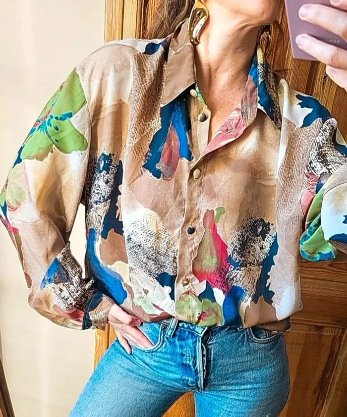 Blouse chemisier vintage multicolore