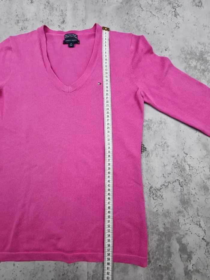 Pull col V Tommy Hilfiger fuschia – Taille S/36 Femmes - photo numéro 7