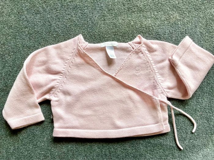 Gilet coton rose 3 mois cache cœur Obaïbi