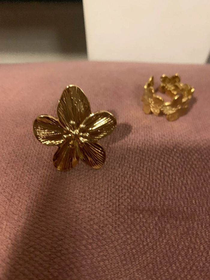 bagues fleurs dorés - photo numéro 3