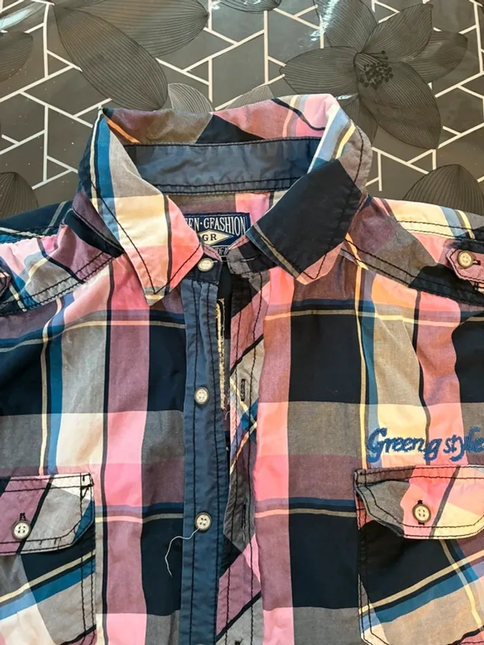 Chemise à carreaux rose - photo numéro 2
