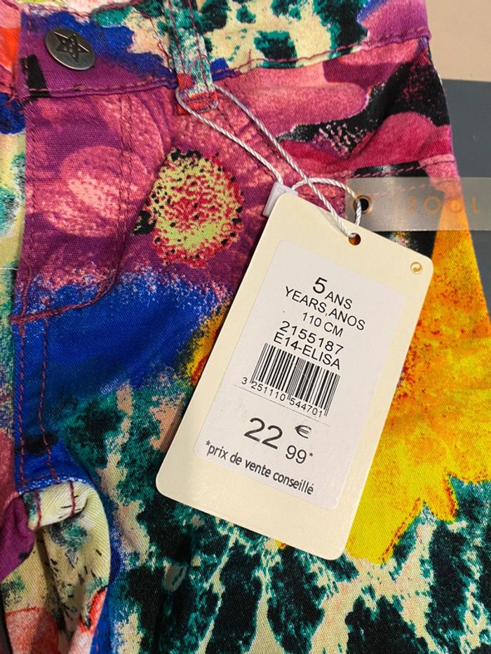 Jean jeans skinny Fleuri 5 ans taille ajustable - photo numéro 4