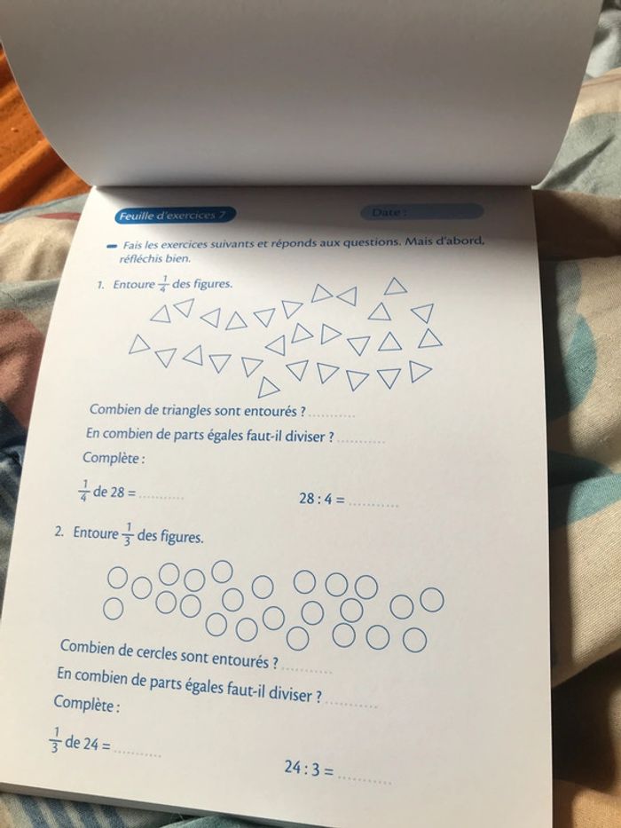 Feuilles d’exercices fractions 8-9 ans ce2 - photo numéro 5