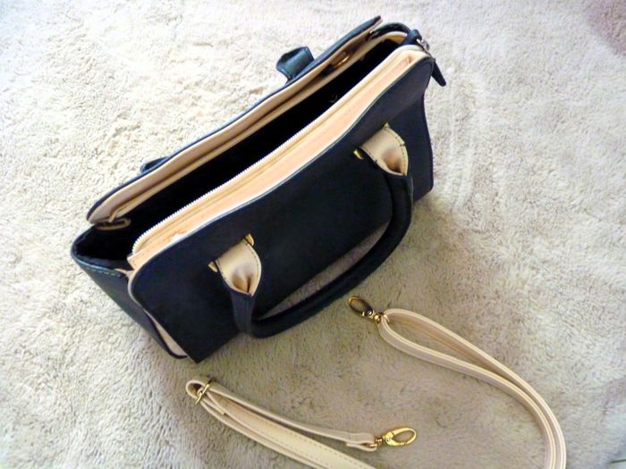 Sac à main Femme accessoire mode noir beige + bandoulière neuf - photo numéro 4