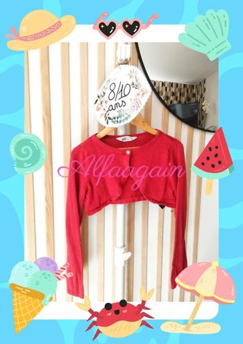 Gilet boléro rouge Paillettes 8/10ans