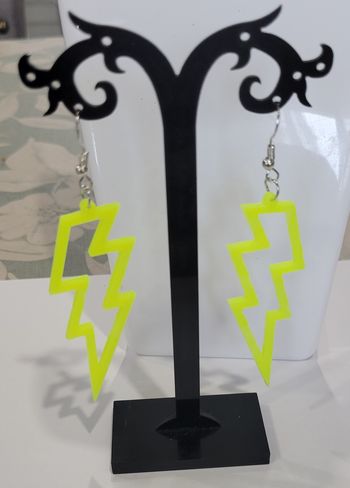 BOUCLES D'OREILLES ECLAIR JAUNE FLUO DISCO ANNEE 80 ! NEUF!