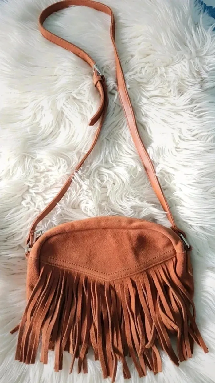 👜Magnifique petit sac en croute de cuir camel pimkie neuf jamais porté - photo numéro 11