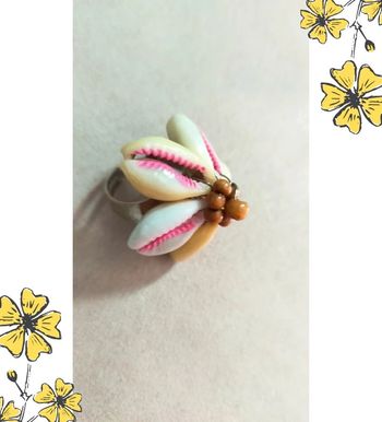 Bague Fleur en Coquillages – Taille réglable _ Collection Nuances de Rose