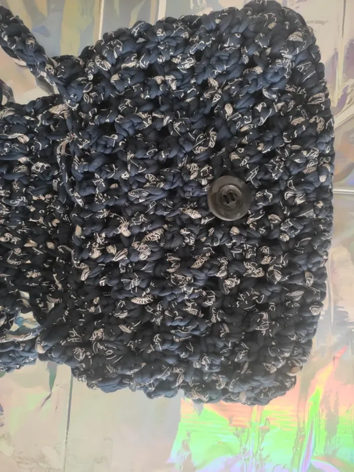 Sac tissé en chutes de tissu fait main Upcylcing - photo numéro 4