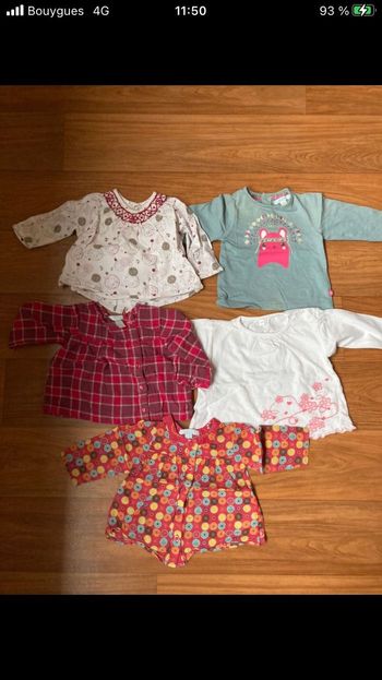 T-shirt manches longues Obaibi 6 mois lot de 5