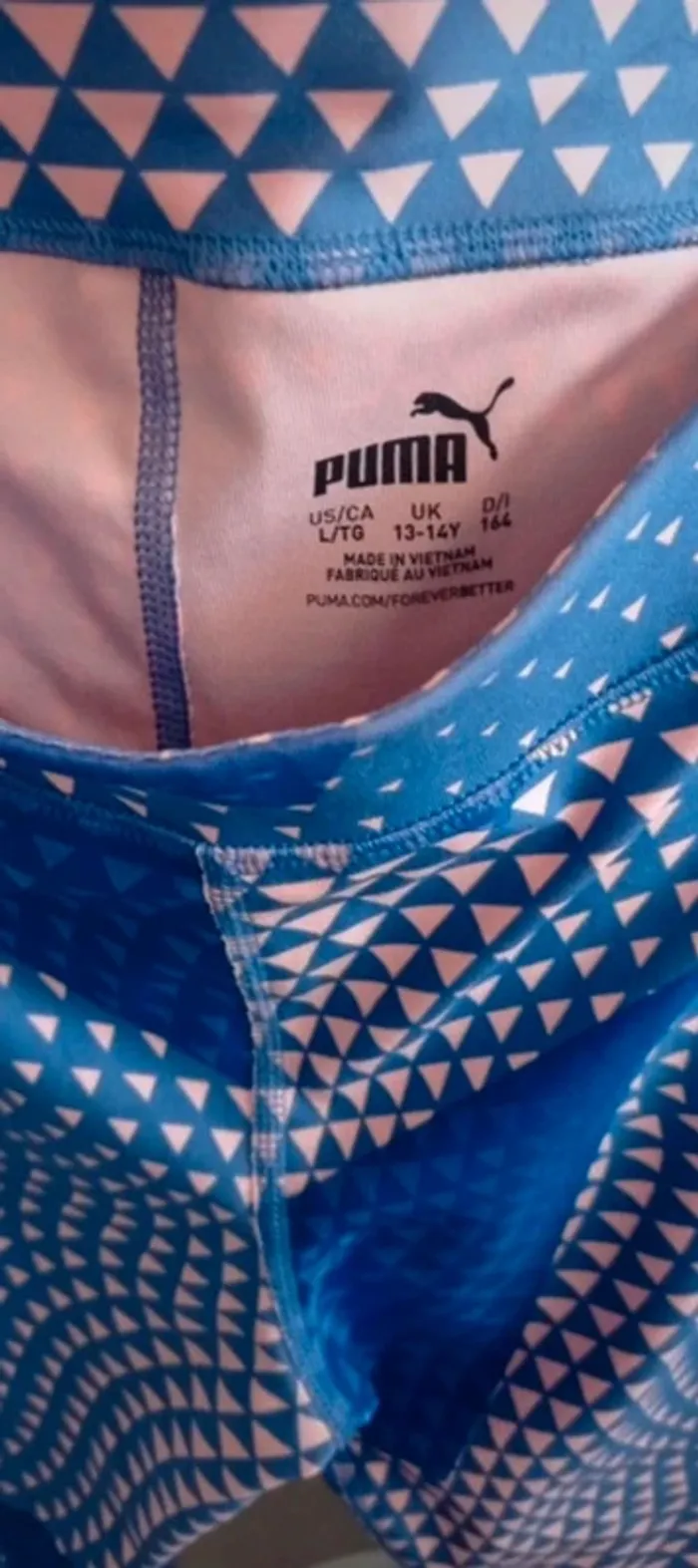 Legging Puma bleu à motifs – Taille L (13-14 ans) - photo numéro 3