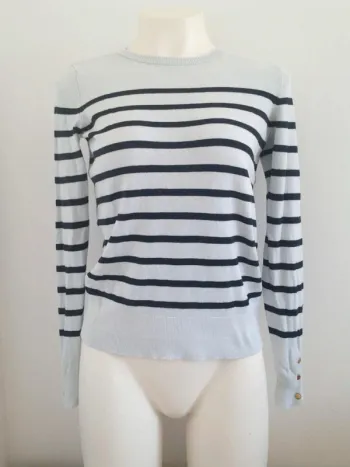 Pull fin col rond manches longues marinière/rayures S 36 Kiabi