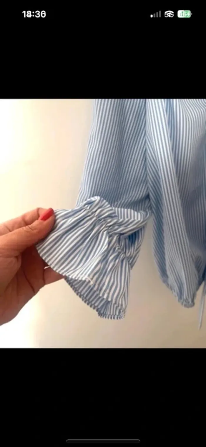 Blouse à rayures bleu ciel - épaules dénudées - taille unique - photo numéro 6