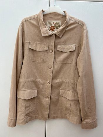 Veste en lin et coton style Safari - été beige marron taille 46/48