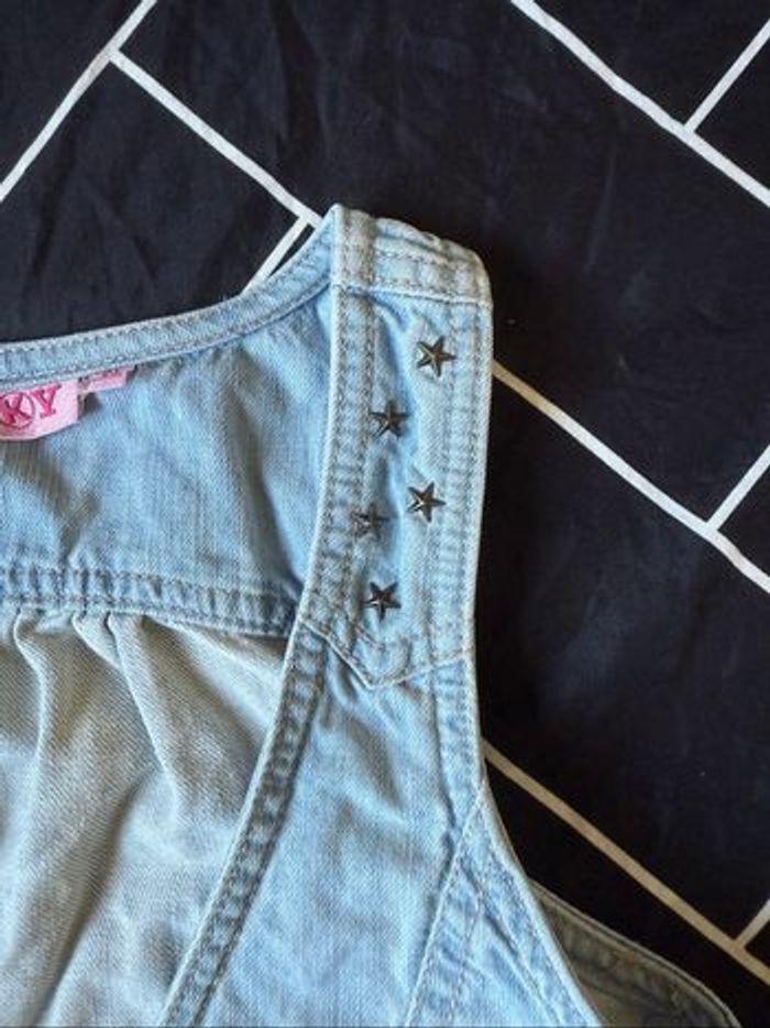Lot fille 10 ans – Robe salopette rose + veste en jean sans manches - photo numéro 7