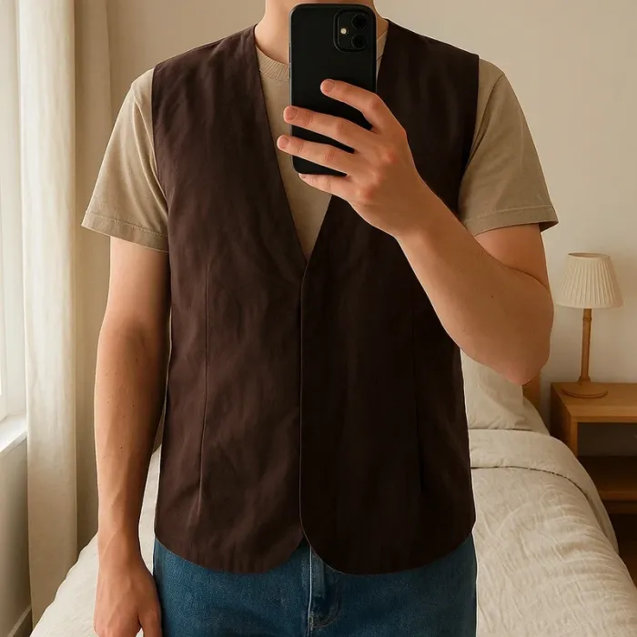 Veste sans manches Marron Taille L - photo numéro 3