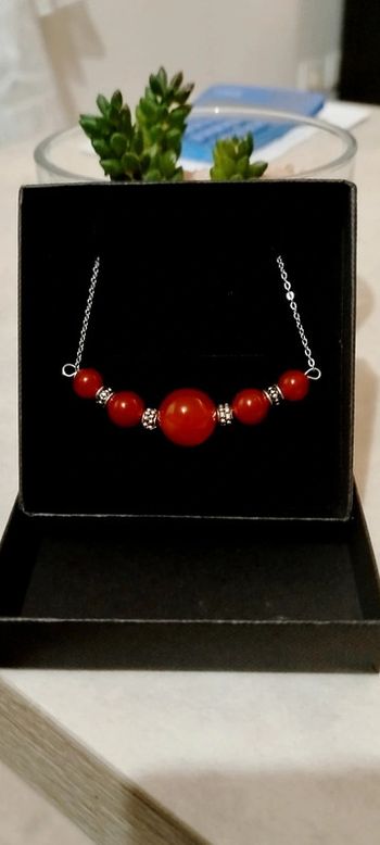 Magnifique Collier en Agate Rouge Orange
