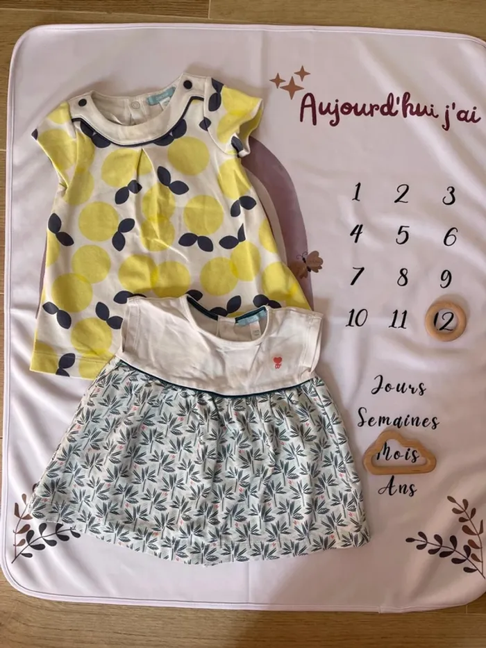 Lot de 2 robes bébé fille - 12 mois - Obaïbi