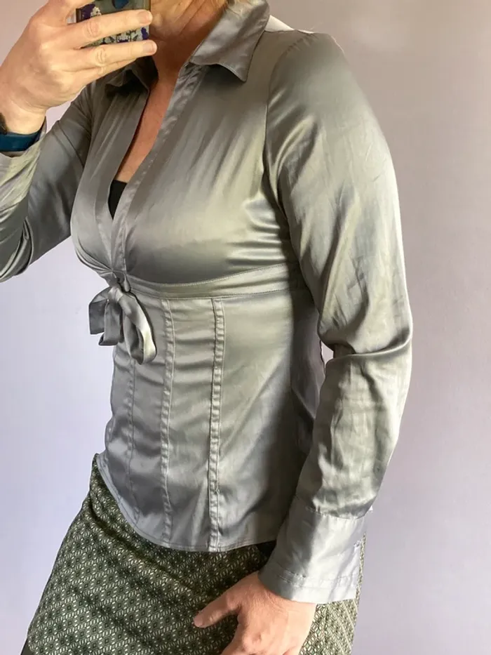 Élégant chemisier satiné gris 40 - photo numéro 3