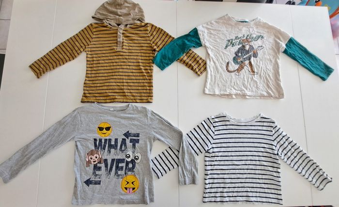 Lot de 4 t-shirts ML garçon 5 ans BE - photo numéro 2