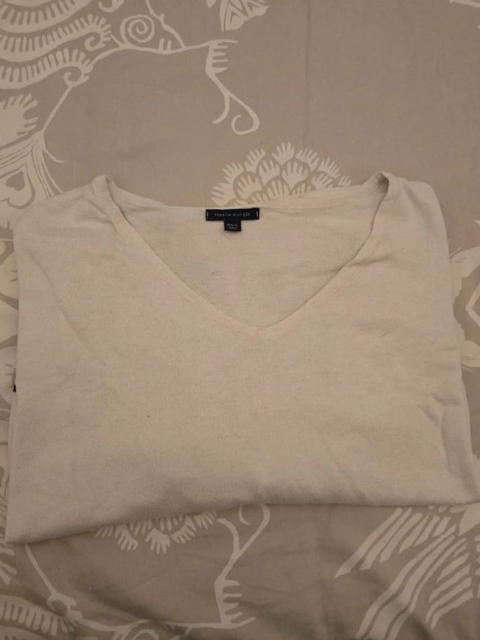 🌟 pull leger et très large blanc Tommy Hilfiger femme - Taille L 🌟
