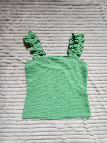 Top vert à bretelles volantées – Taille M – Cache Cache – Très bon état