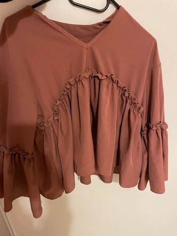 T-shirt rose volants blouse vieux rose à volants femme taille S