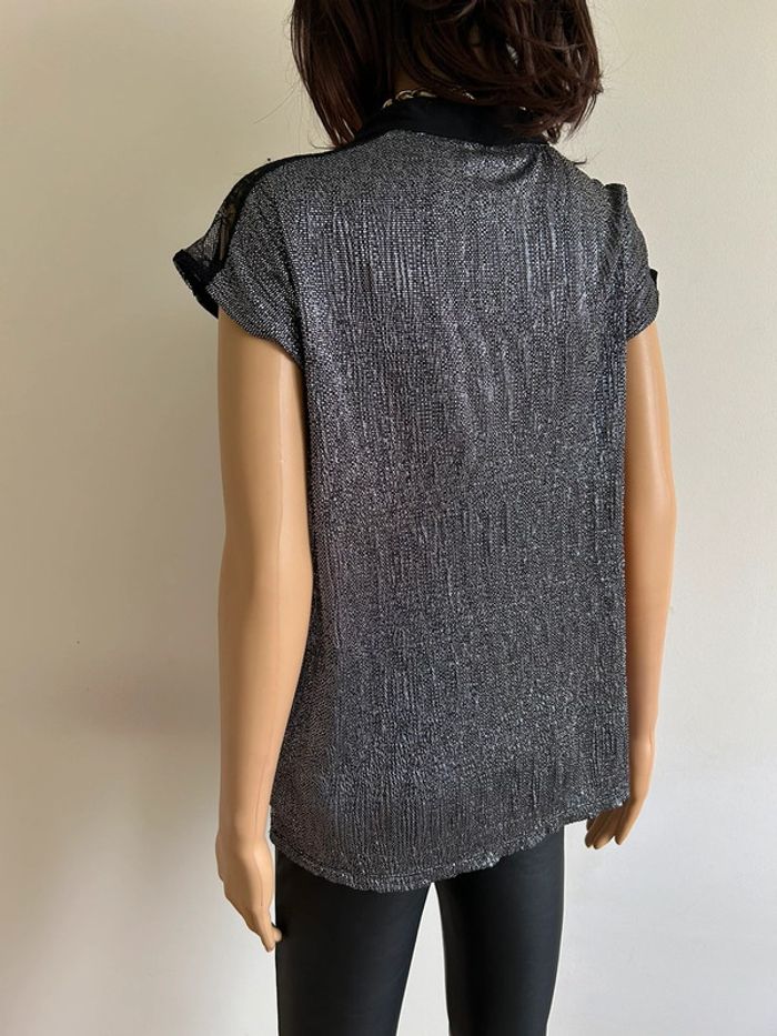 Haut argenté et noir à manches courtes Morgan taille XS jamais porté - photo numéro 8