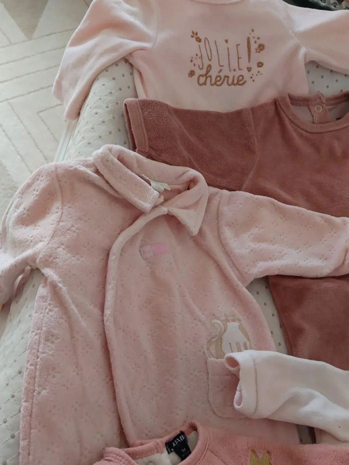 Lot de 5 grenouillères bebe fille 1 mois - photo numéro 5