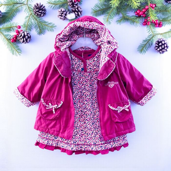 SERGENT MAJOR - ENSEMBLE 2P FILLE, ROBE & MANTEAU ASSORTI, IDÉAL POUR L'HIVER 9M