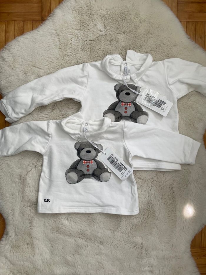 2 hauts nounours overkids 6 et 12 mois