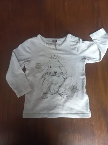 T-shirt blanc "lapin" Orchestra 12mois 74cm